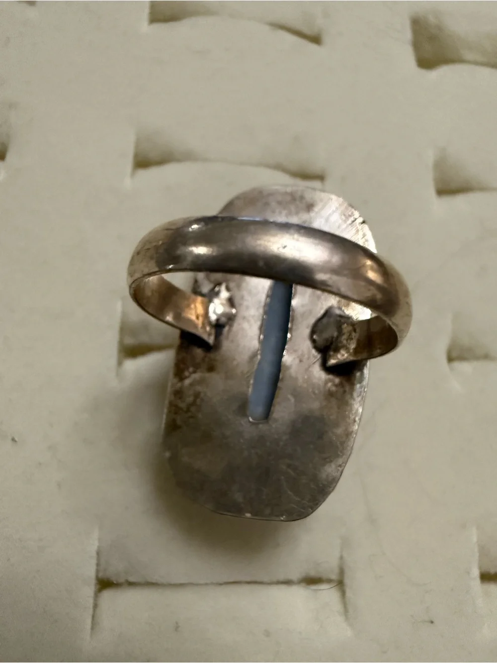 Blue Chalcedony natural Stone Ring with Silver Setting‎